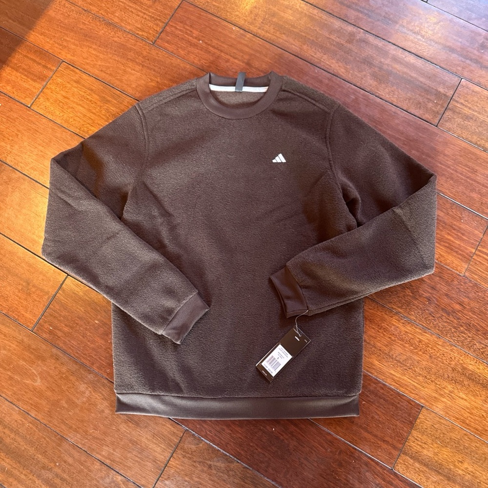 NWT Adidas Mens Boucle Fleece Crew Sweatshirt Brown Size S